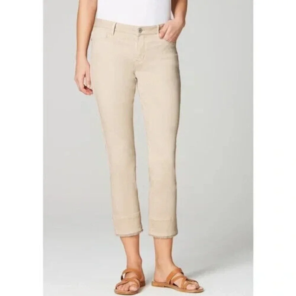 J. Jill Authentic Fit Cropped Jeans Fringe Raw Hem Pebble Cream Plus Size 16 - Picture 1 of 7